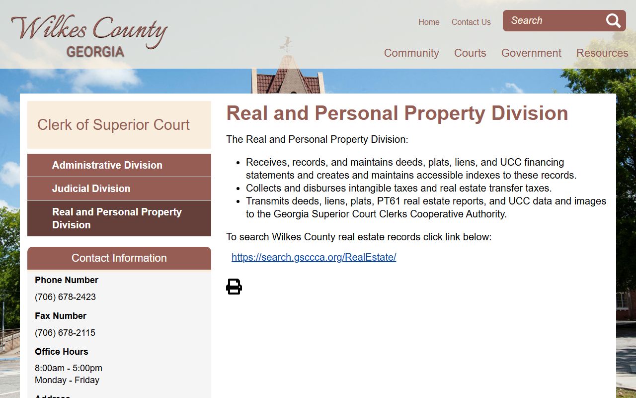 Wilkes County Clerk real and personal property records division