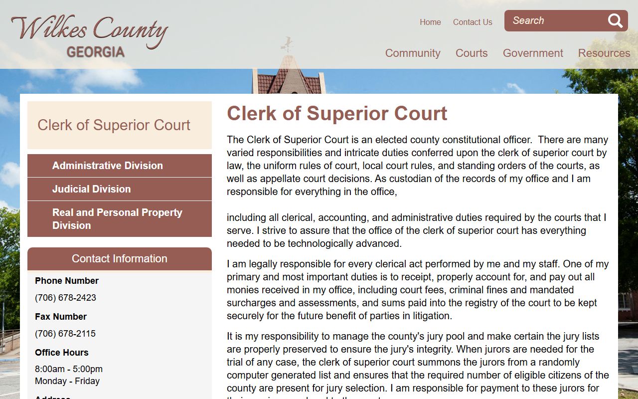 Wilkes County Clerk of Superior Court records page