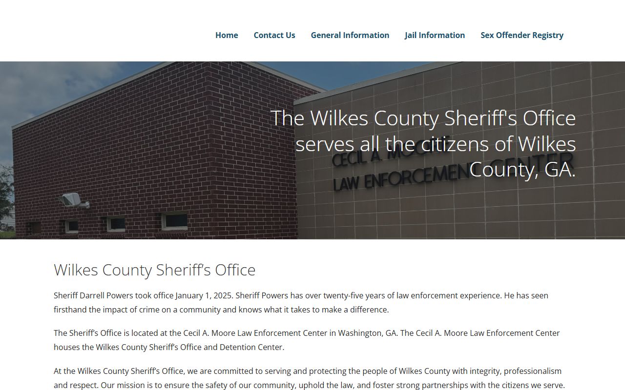 Wilkes County arrest records Sheriff's Office homepage
