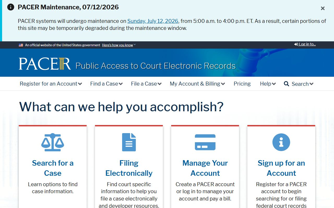 Wilkes County court dockets PACER federal court records