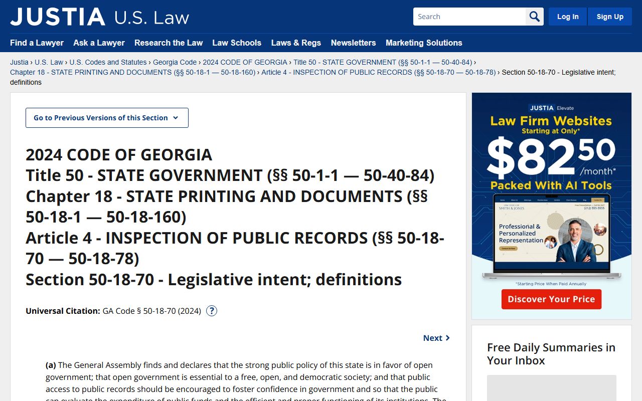 Wilkes County court records Georgia Code 50-18-70 access law