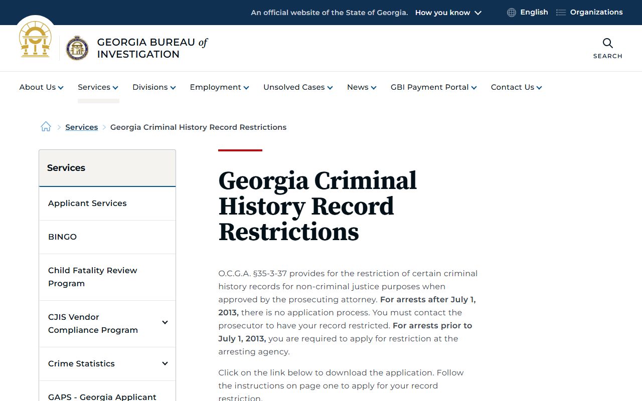 Wilkes County criminal court records GBI restriction guidance