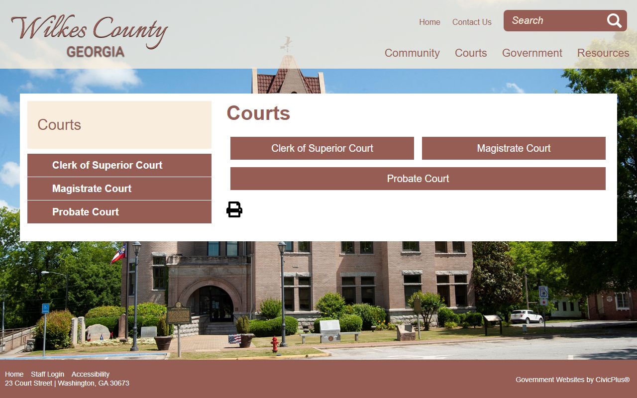 Wilkes County court records courts landing page
