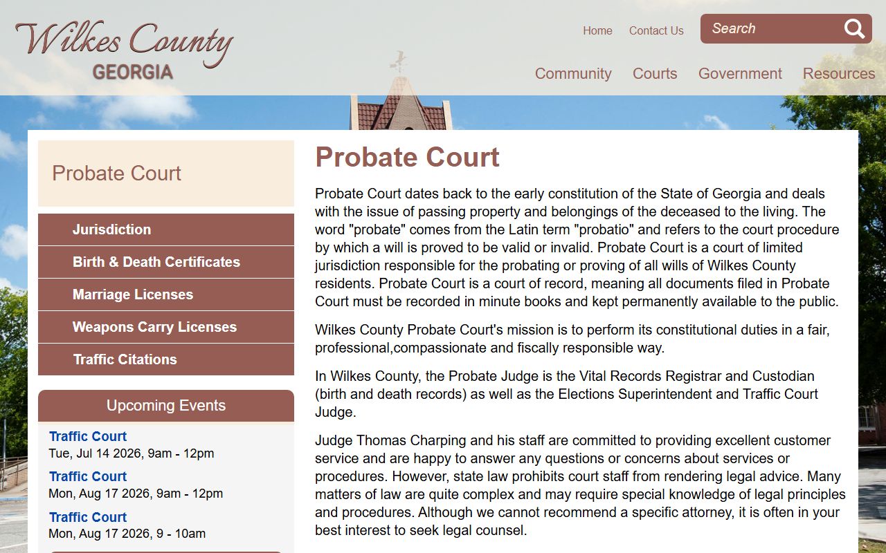 Wilkes County probate records Probate Court page